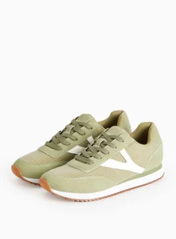 Light Khaki Panel Retro Style Trainers 6