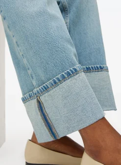 Light Rinse Denim Baggy Wide Turn Up Jeans 12R