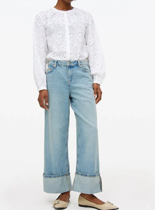 Light Rinse Denim Baggy Wide Turn Up Jeans 12R