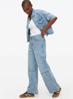 Light Wash Denim Panel Wide Leg Jeans 20R