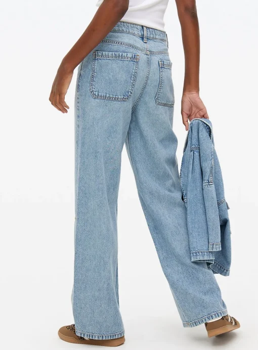 Light Wash Denim Panel Wide Leg Jeans 20R