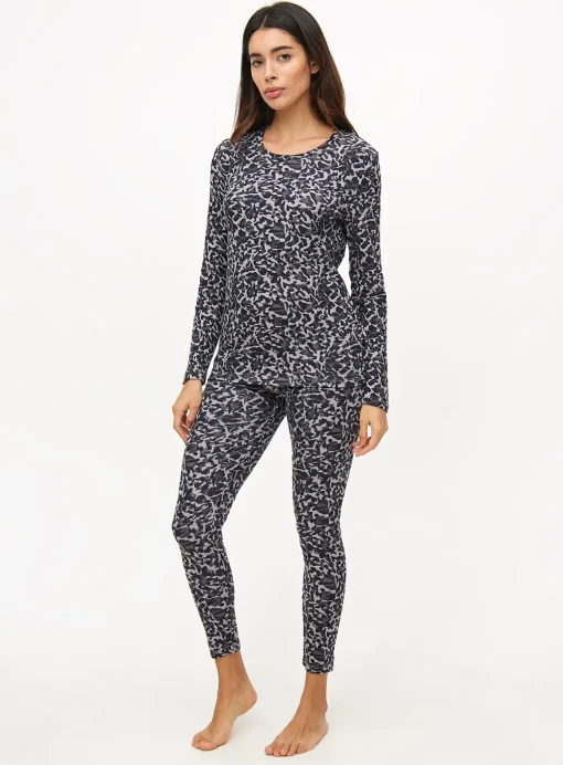 Lilac Animal Print Maximum-Warmth Thermal Top S