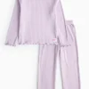 Lilac Brushed Rib Pyjama Set 5-6 years