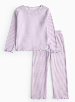 Lilac Brushed Rib Pyjama Set 5-6 years