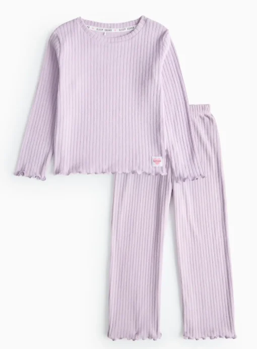 Lilac Brushed Rib Pyjama Set 5-6 years