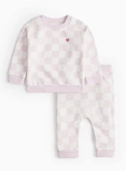 Lilac Chequered Print Sweat Set 6-9 months