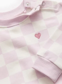 Lilac Chequered Print Sweat Set 6-9 months