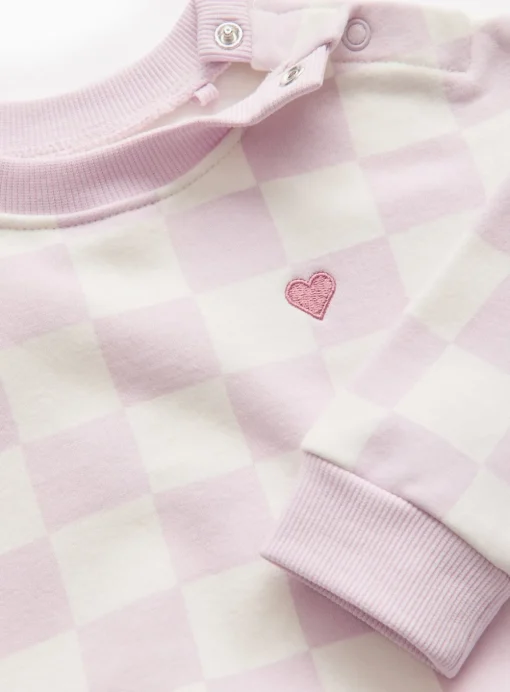 Lilac Chequered Print Sweat Set 6-9 months