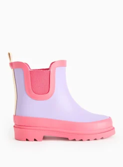 Lilac Colour Block Rubber Wellies 7 Infant