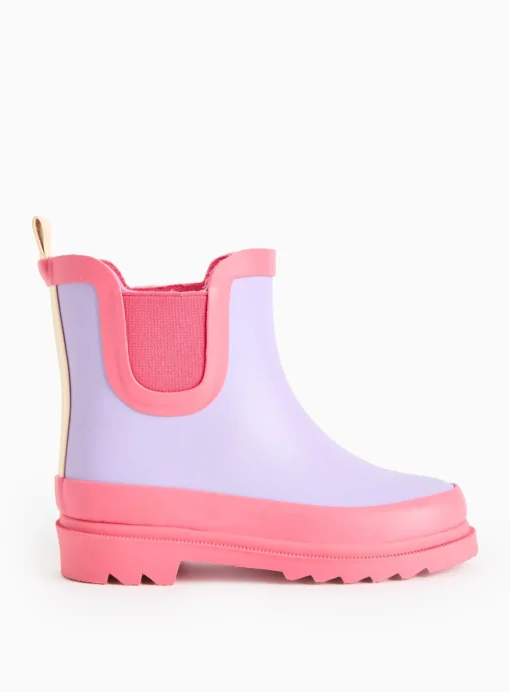 Lilac Colour Block Rubber Wellies 7 Infant