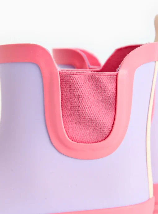 Lilac Colour Block Rubber Wellies 7 Infant
