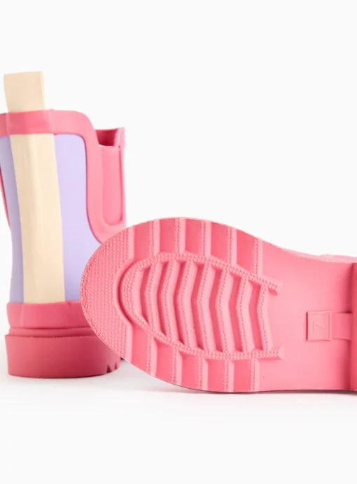Lilac Colour Block Rubber Wellies 7 Infant