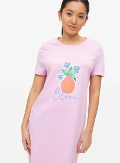 Lilac Flower Vase Printed Nightdress S