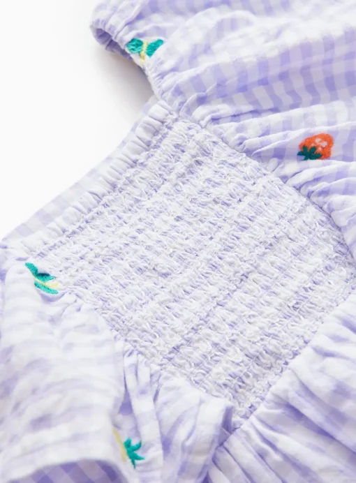 Lilac Gingham Embroidered Top & Shorts Set 6-7 years