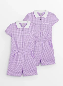Lilac Gingham Play Suit 2 Pack 6 years