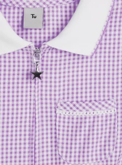 Lilac Gingham Play Suit 2 Pack 6 years