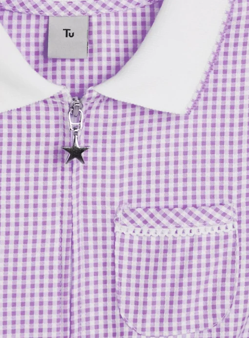 Lilac Gingham Play Suit 2 Pack 6 years