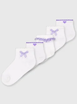 Lilac Gingham Socks 5 Pack 6-8.5
