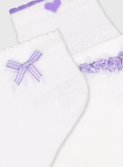 Lilac Gingham Socks 5 Pack 6-8.5