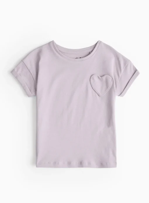 Lilac Heart Pocket T-Shirt 1-2 years