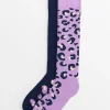 Lilac Leopard Print Welly Socks 2 Pack 4-8