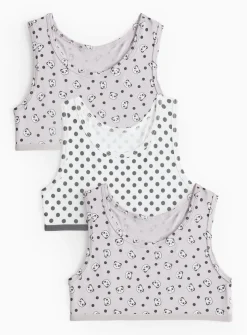 Lilac Panda Print Crop Tops 3 Pack 7-8 years