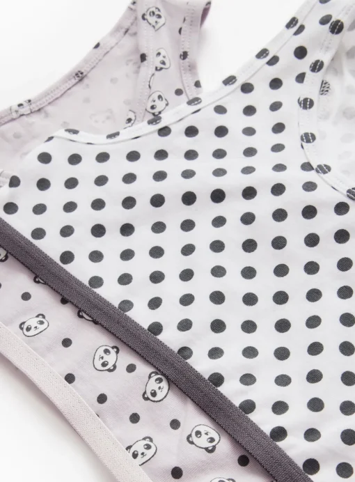 Lilac Panda Print Crop Tops 3 Pack 7-8 years