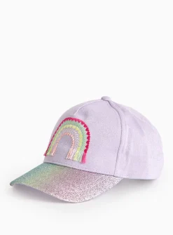 Lilac Rainbow Embroidered Glitter Cap 3-5 years