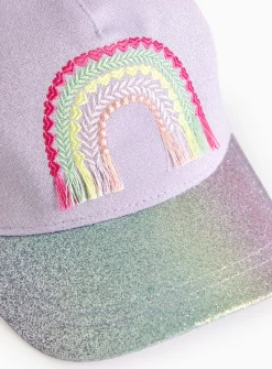 Lilac Rainbow Embroidered Glitter Cap 3-5 years