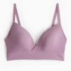 Lilac Ribbed Non-Wired Seamless Bra XL