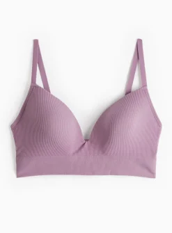 Lilac Ribbed Non-Wired Seamless Bra XL