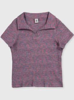 Lilac Space Dye Collar Top 3 years