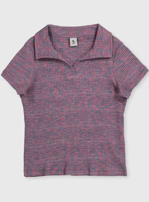 Lilac Space Dye Collar Top 3 years