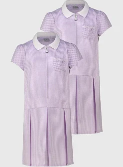 Lilac Sporty Gingham Dress 2 Pack 6 years