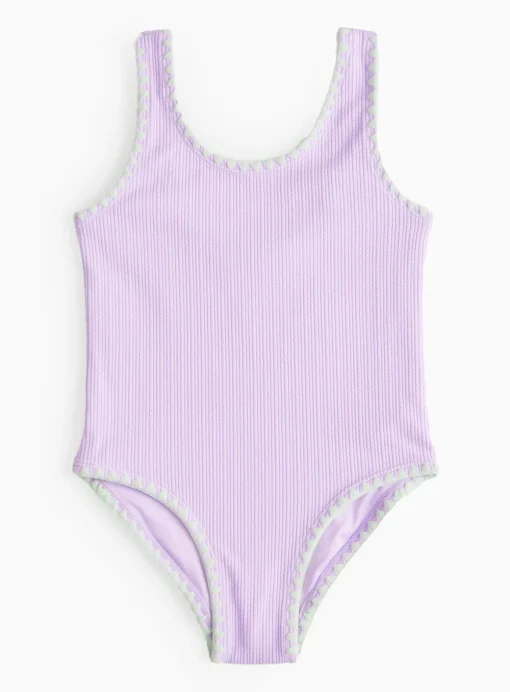 Lilac Stitch Textured Swimsuit 5 years