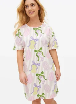 Lilac Stripe Easter Egg Print Nightdress XL
