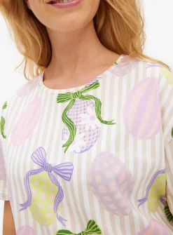 Lilac Stripe Easter Egg Print Nightdress XL