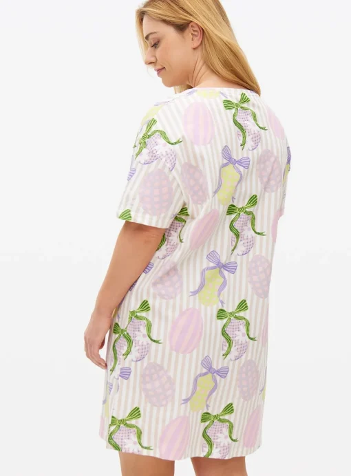 Lilac Stripe Easter Egg Print Nightdress XL