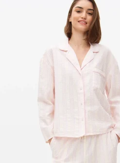 Lilac Stripe Seersucker Pyjama Shirt 18