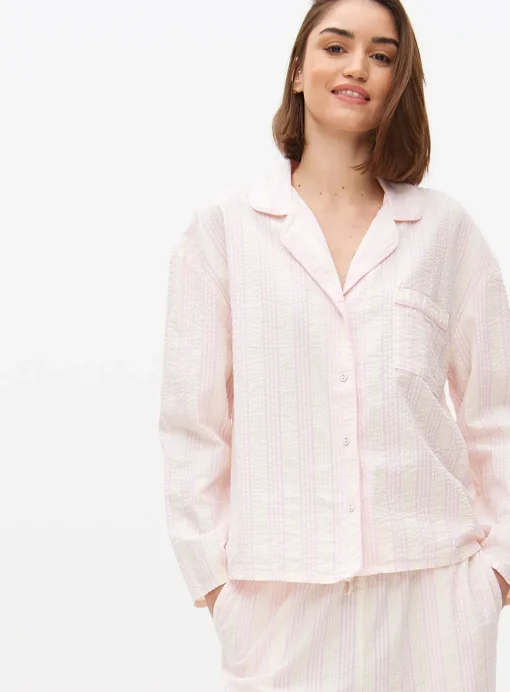 Lilac Stripe Seersucker Pyjama Shirt 18