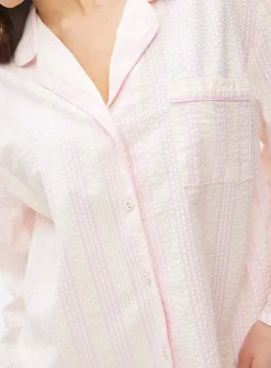 Lilac Stripe Seersucker Pyjama Shirt 18