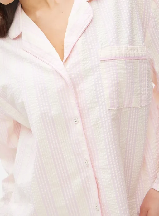 Lilac Stripe Seersucker Pyjama Shirt 18