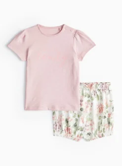 Lilac T-Shirt & Floral Shorts 9-12 months