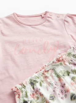 Lilac T-Shirt & Floral Shorts 9-12 months