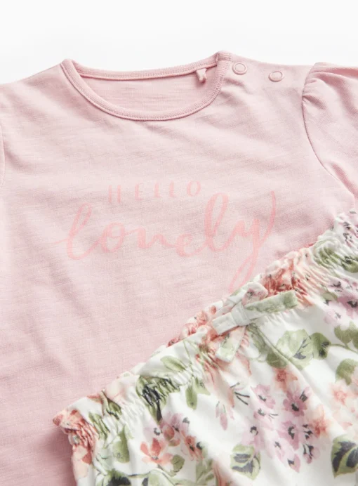 Lilac T-Shirt & Floral Shorts 9-12 months