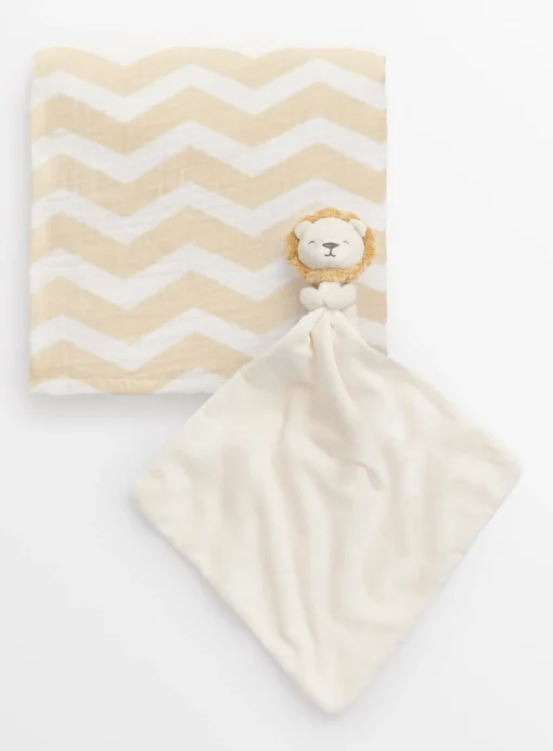 Lion Cream Comforter & Muslin Cloth Set One Size