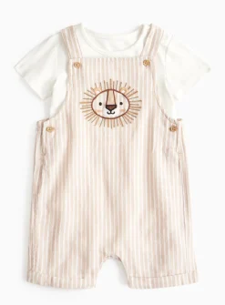 Lion Stripe Bib & Bodysuit Set 12-18 months