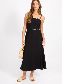 LITTLE MISTRESS Black Linen Midaxi Dress 8