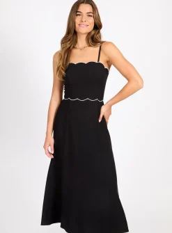 LITTLE MISTRESS Black Linen Midaxi Dress 8