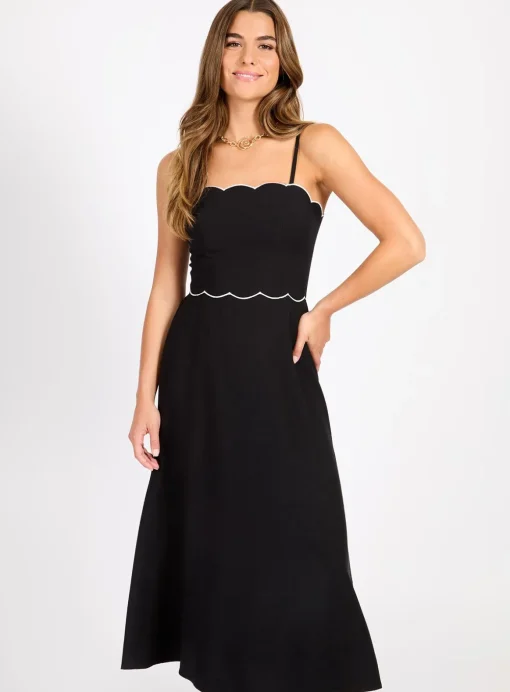 LITTLE MISTRESS Black Linen Midaxi Dress 8